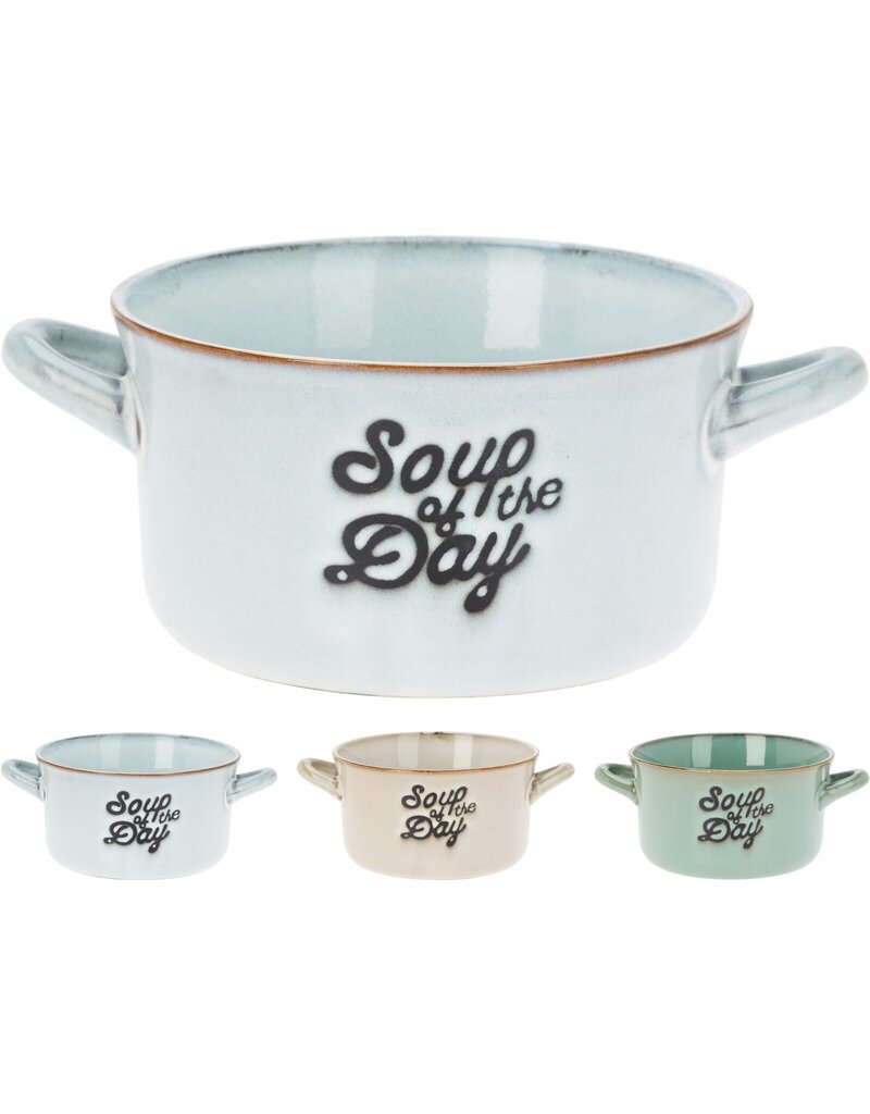 Soepkom met handvatten 500ml 3 ass. kleur