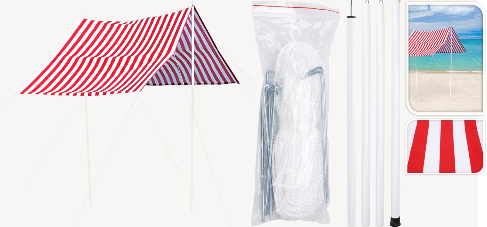 Strandtent op Palen 300x170cm 2 ass kleur UPF30+