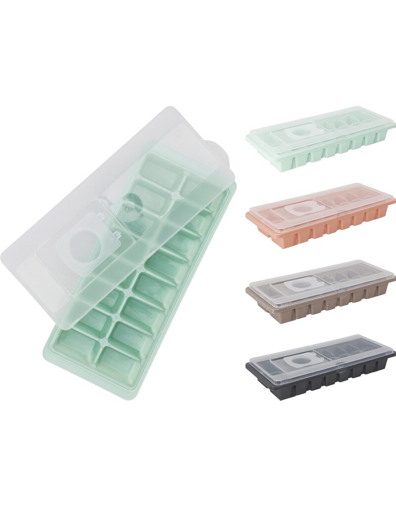 IJsblokjesmaker met deksel 26x10x4cm. 4 assorti kleur