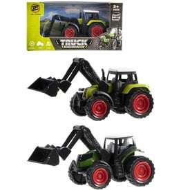DieCast Tractor 11cm met voorlader 2 assorti kleur