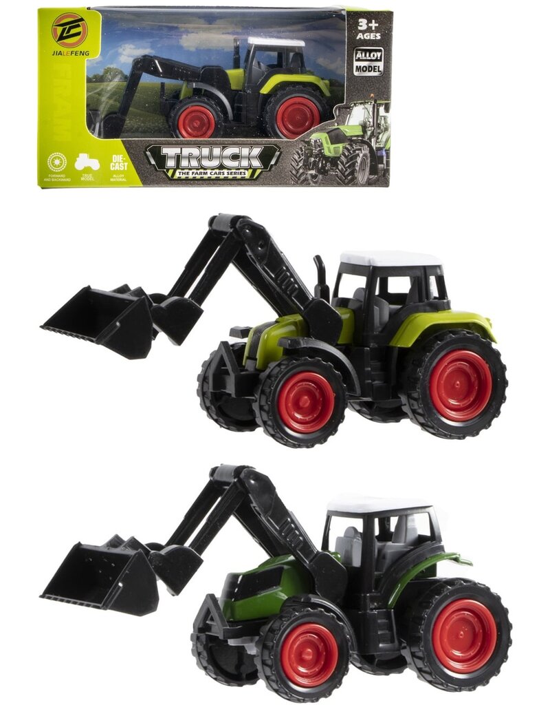 DieCast Tractor 11cm met voorlader 2 assorti kleur