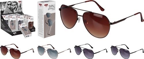 Zonnebril Piloot Model Unisex + hoesje en koord 4 ass kleur