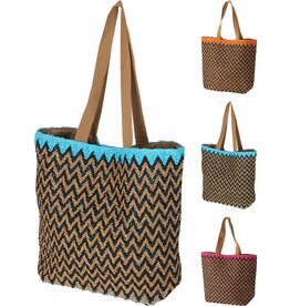 Strandtas 48x38cm 3 assorti zigzag design