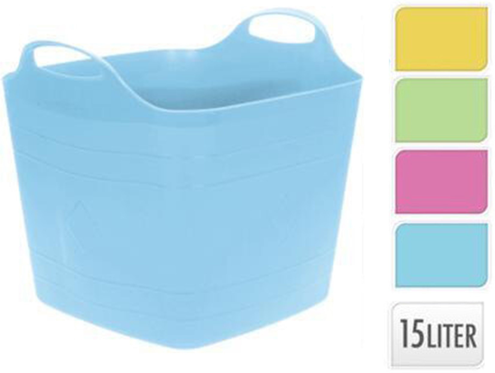 Emmer Flexibel Vierkant 15 liter 4 assorti kleur