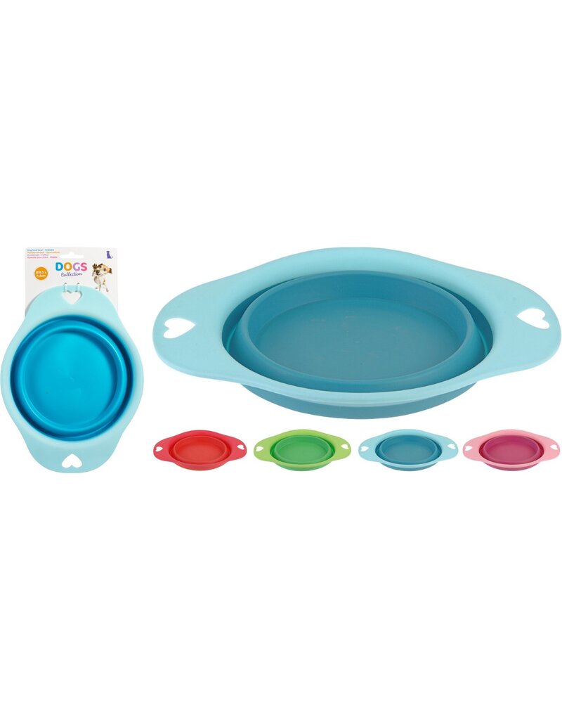 Hondenvoerbak Silicone Opvouwbaar 19x6cm 4 assorti kleur