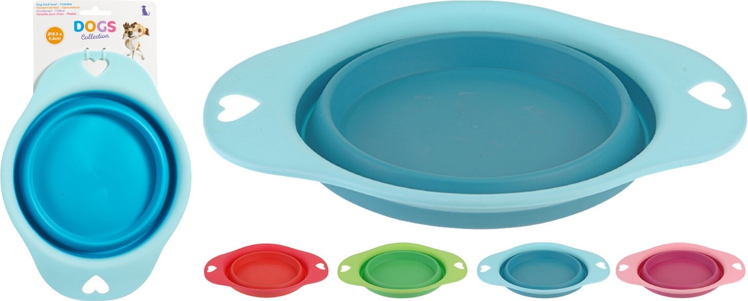 Hondenvoerbak Silicone Opvouwbaar 19x6cm 4 assorti kleur