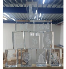 3d Laser Kristal Blok 5x5x8cm. assortie