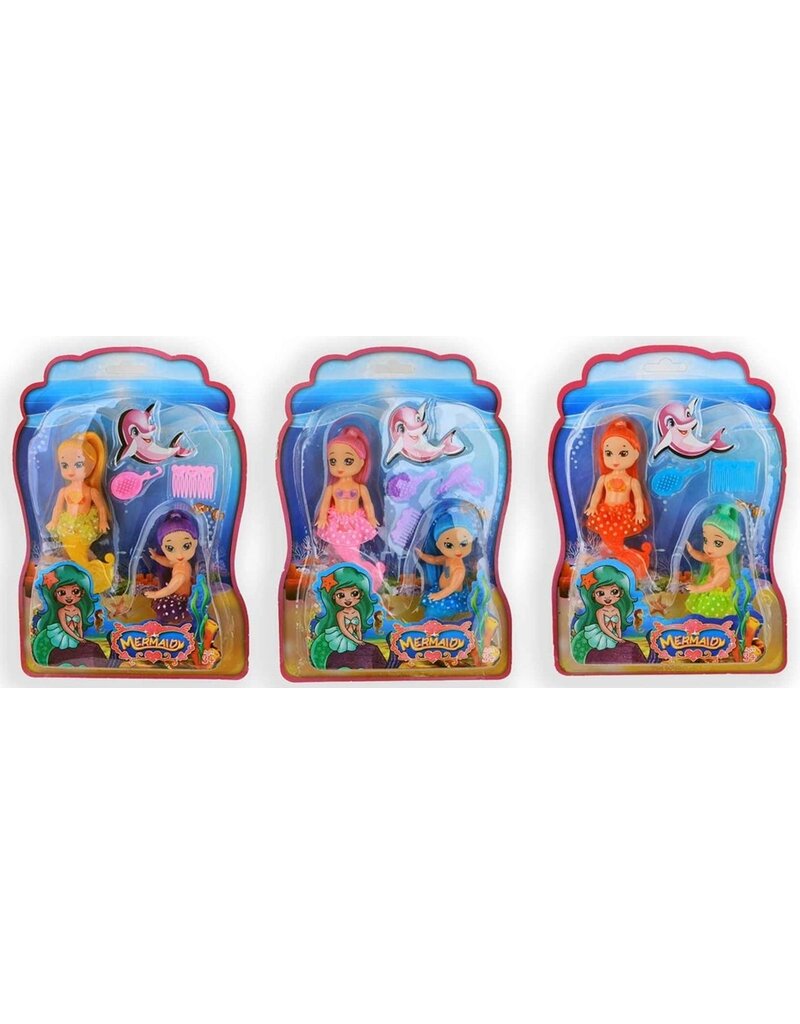 Pop Zeemeermin 11,5cm 2 stuks + accessoires 3 assorti kleur