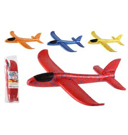 Zweefvliegtuig Foam 37cm. 4 assorti kleur