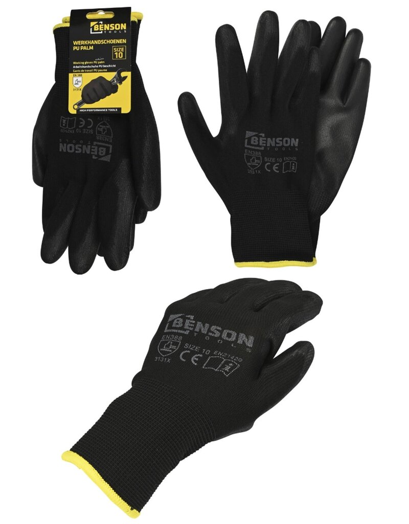 Werkhandschoen PU Palm Zwart Maat 10 (XL)