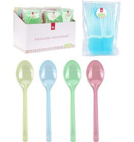 Lepelset PS 17,5cm 25 delig PP 4 assorti kleur