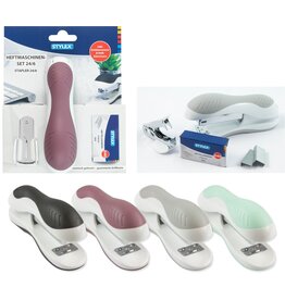 Nietmachine 24/6 incl. 640 nietjes & ontnieter 4 ass. kleur