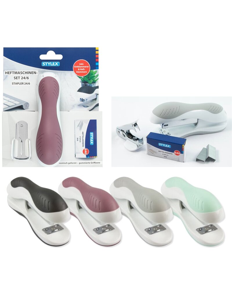 Nietmachine 24/6 incl. 640 nietjes & ontnieter 4 ass. kleur