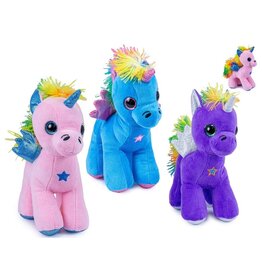 Pluche Unicorn met Glitter Vleugels 20cm 3 assorti kleur