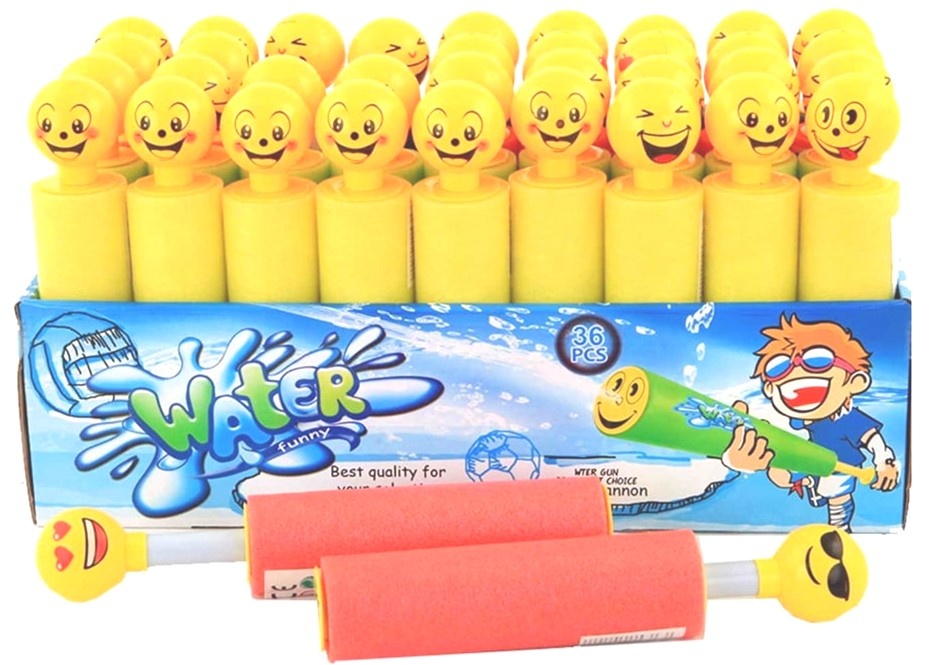Waterspuit Funny Face 19xØ4 cm 4 assorti kleur