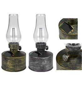 Solar LED Olielamp Flame Effect Goud of Zilver 21cm