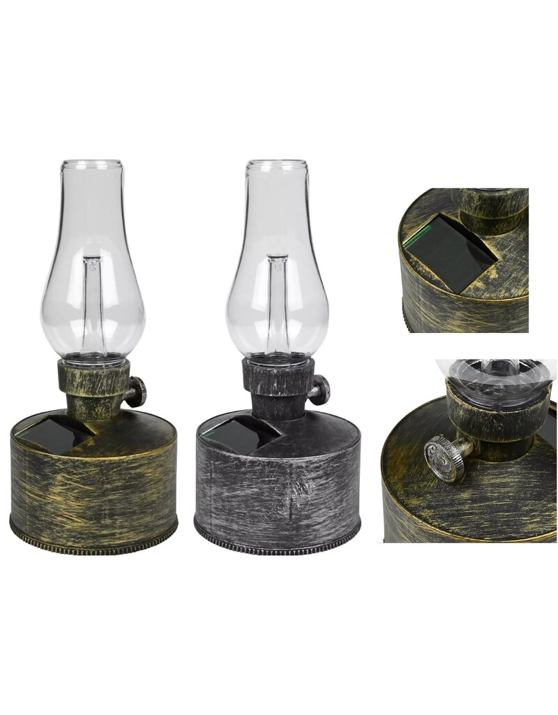Solar LED Olielamp Flame Effect Goud of Zilver 21cm