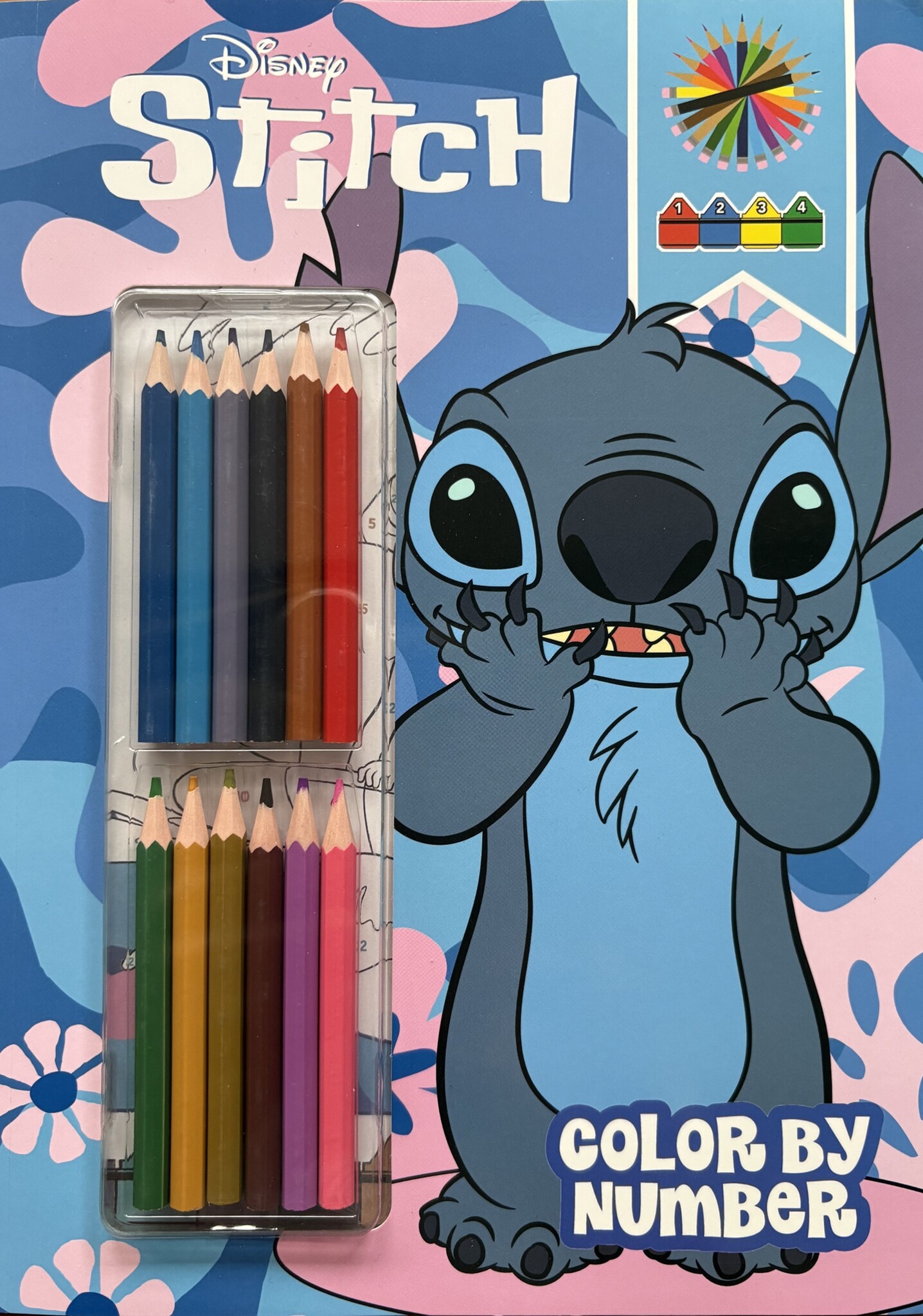 Stitch Kleuren op Nummer + Potloden 32 pag. A4