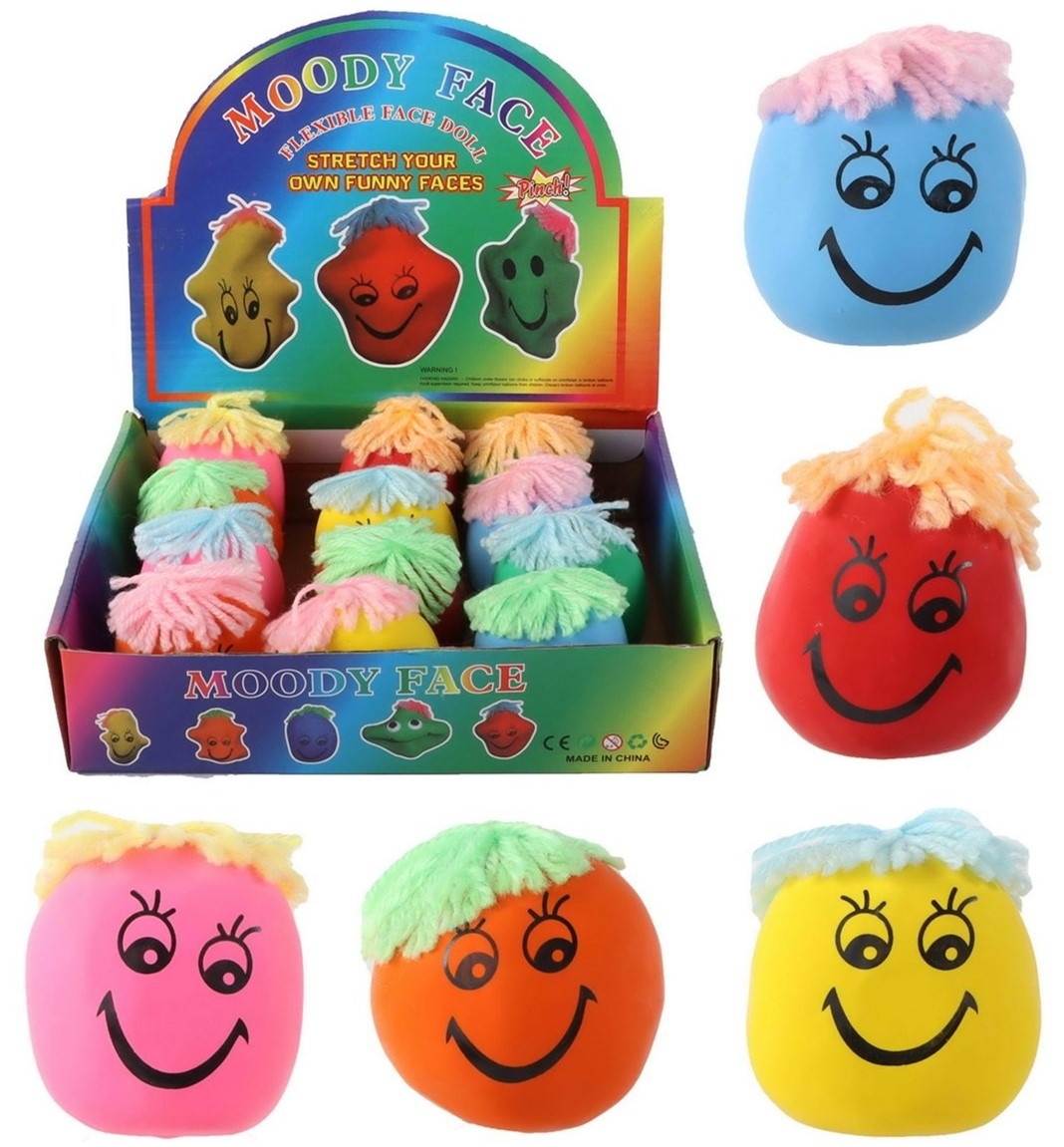 Kneed Moody Face 5x5cm assorti kleur