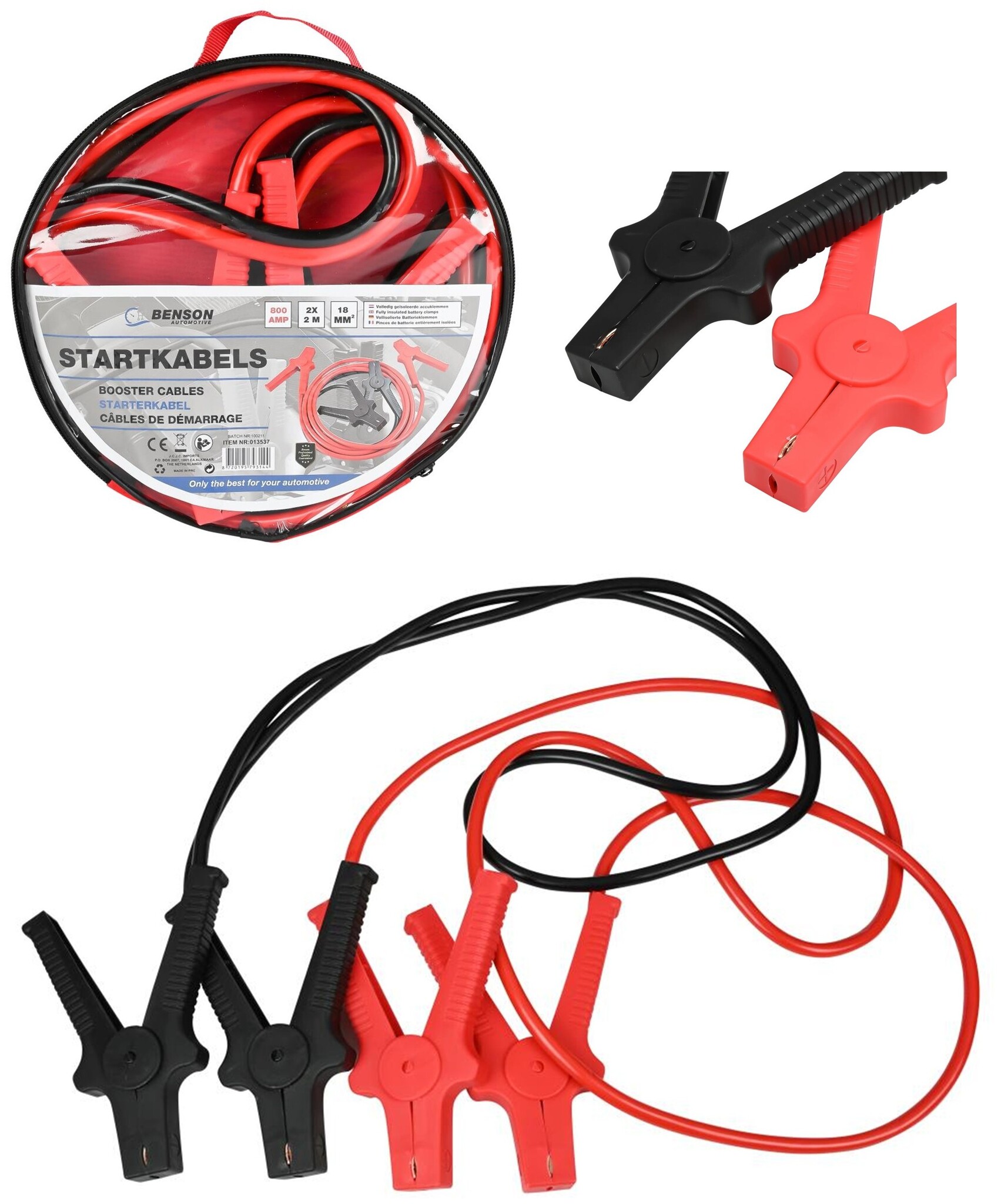 Startkabel 800 Ampere in tas 2 meter kabel