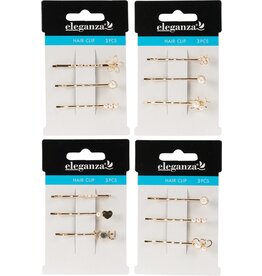 Haarclip metaal 45mm set van 3 stuks 4 ass. design