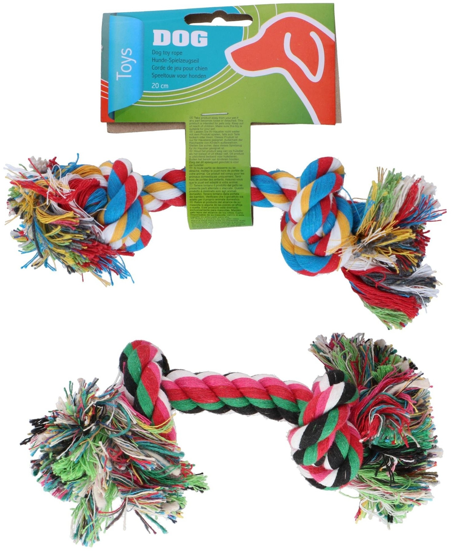 Honden Speeltouw 20cm 2 assorti kleur