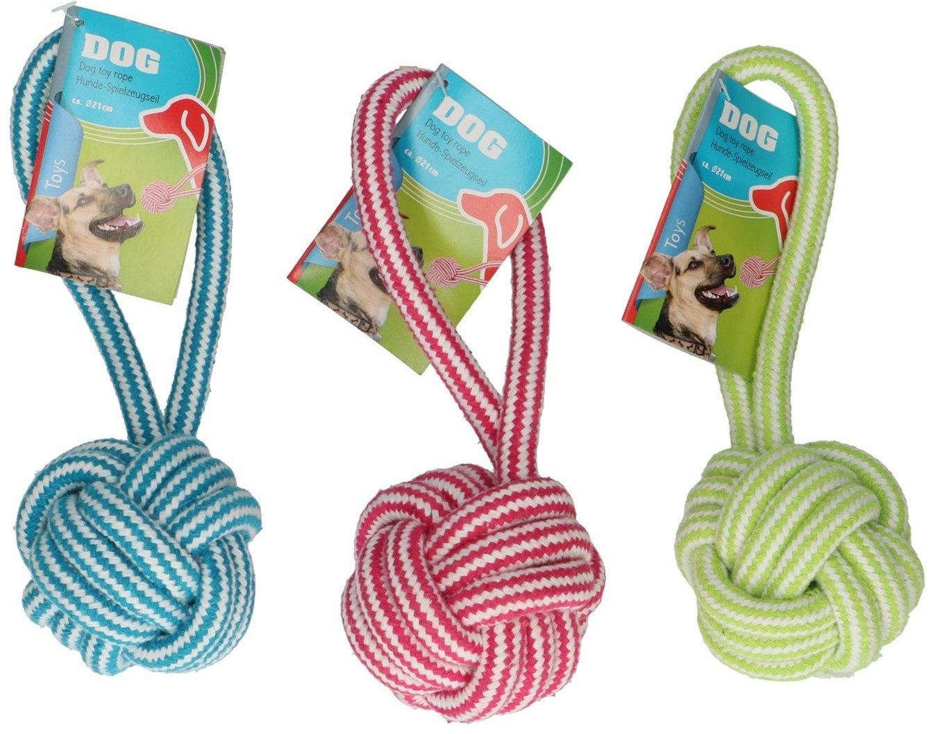 Honden Speeltouw 21x6,5cm 3 assorti kleur