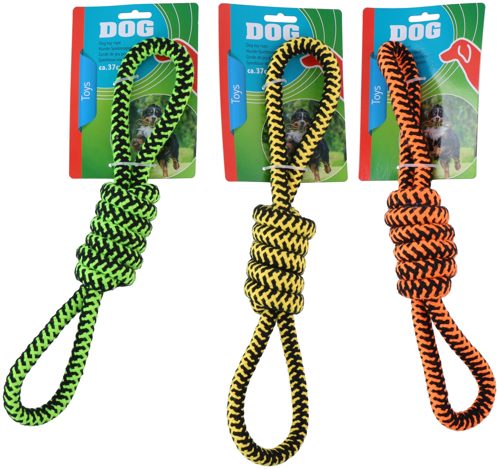 Honden Speeltouw 37cm 3 assorti kleur