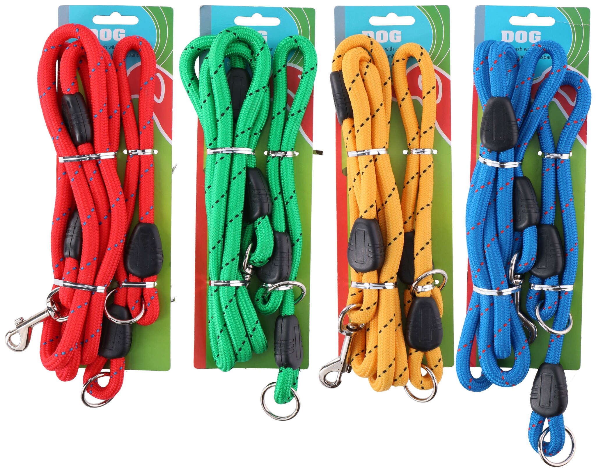 Hondenriem & Halsband 150/45cm 4 ass kleur