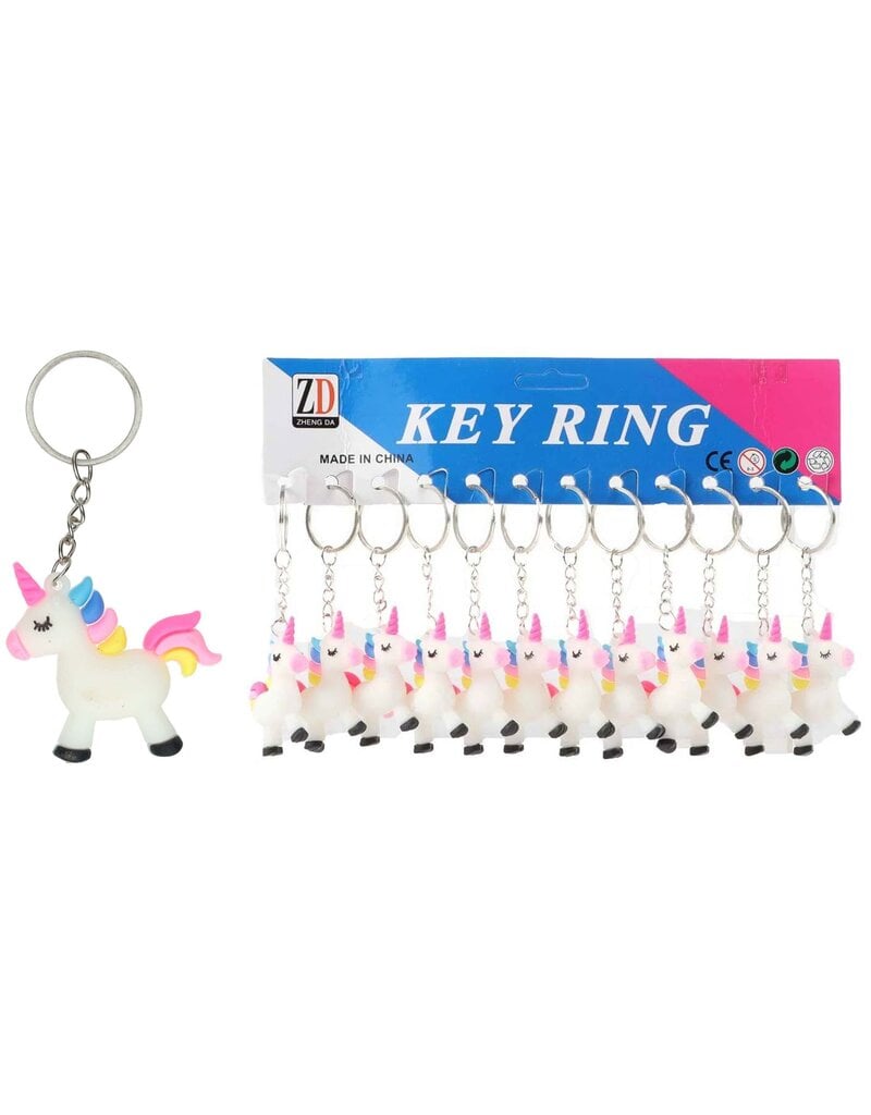 Sleutelhanger Unicorn 5cm per 12 stuks op kaart