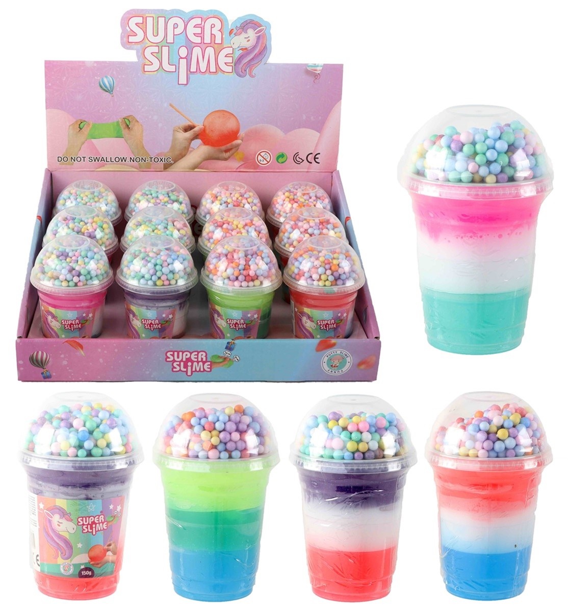 Slime Putty Unicorn 3-kleur met Pixels 160gram assorti kleur