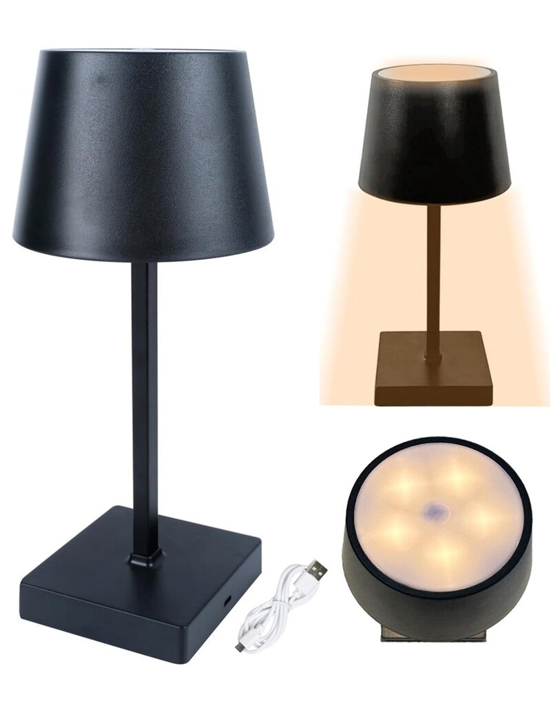 Tafellamp LED Dimbaar Oplaadbaar Zwart 26cm