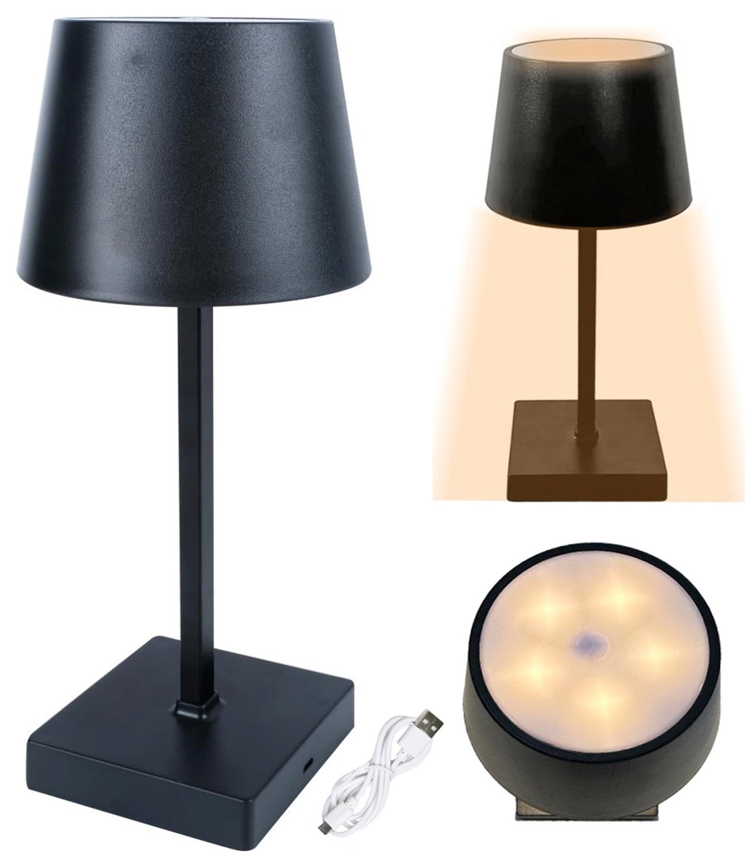 Tafellamp LED Dimbaar Oplaadbaar Zwart 26cm