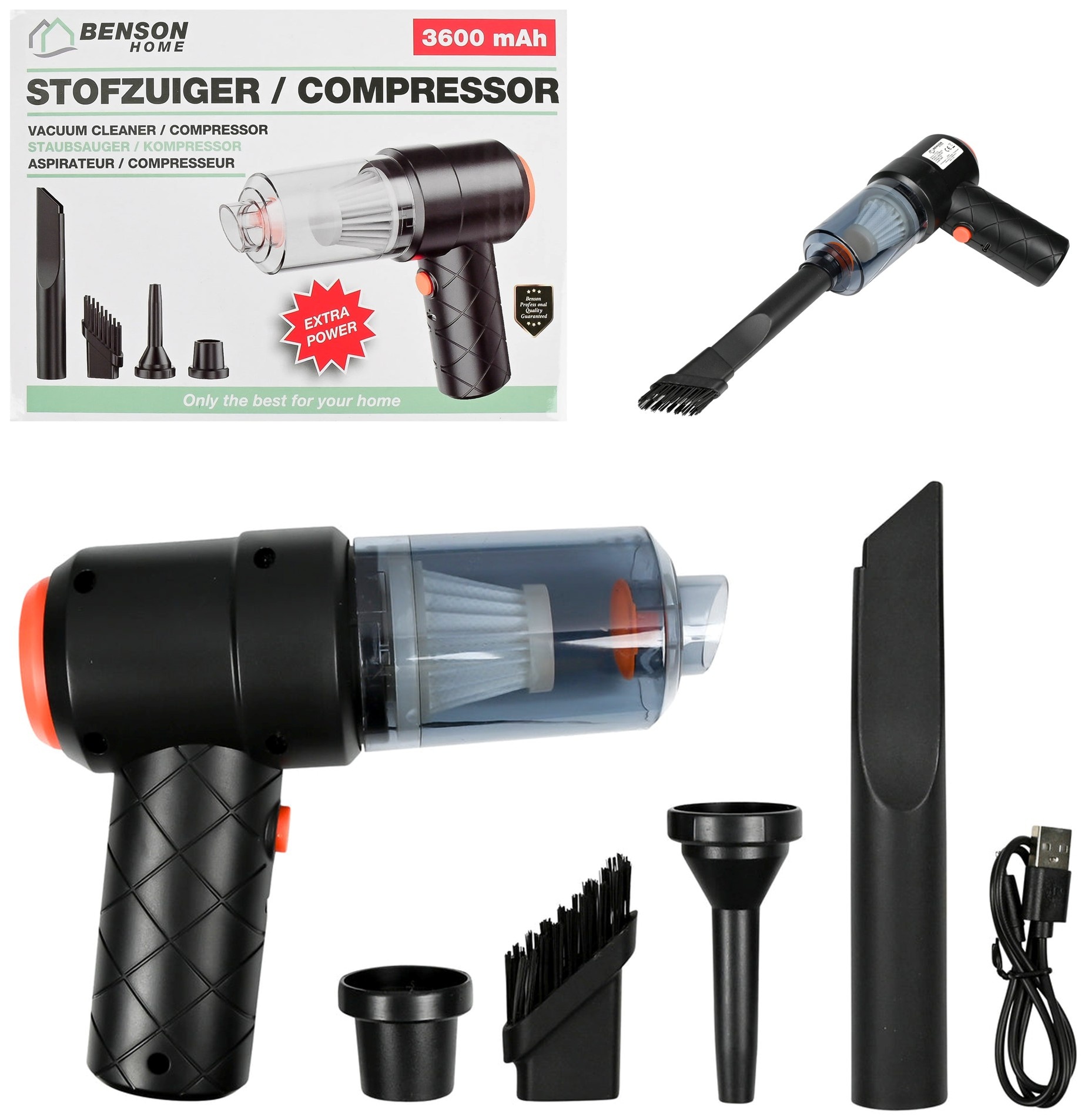 Sfofzuiger en Compressor Mini 2-in-1 3600 mAh