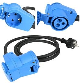 CEE Haakse Contra Stekker met Stopcontact Verloop 1,5 meter