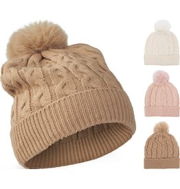 Muts Dames Gebreid met Pompom One Size 3 assorti kleur