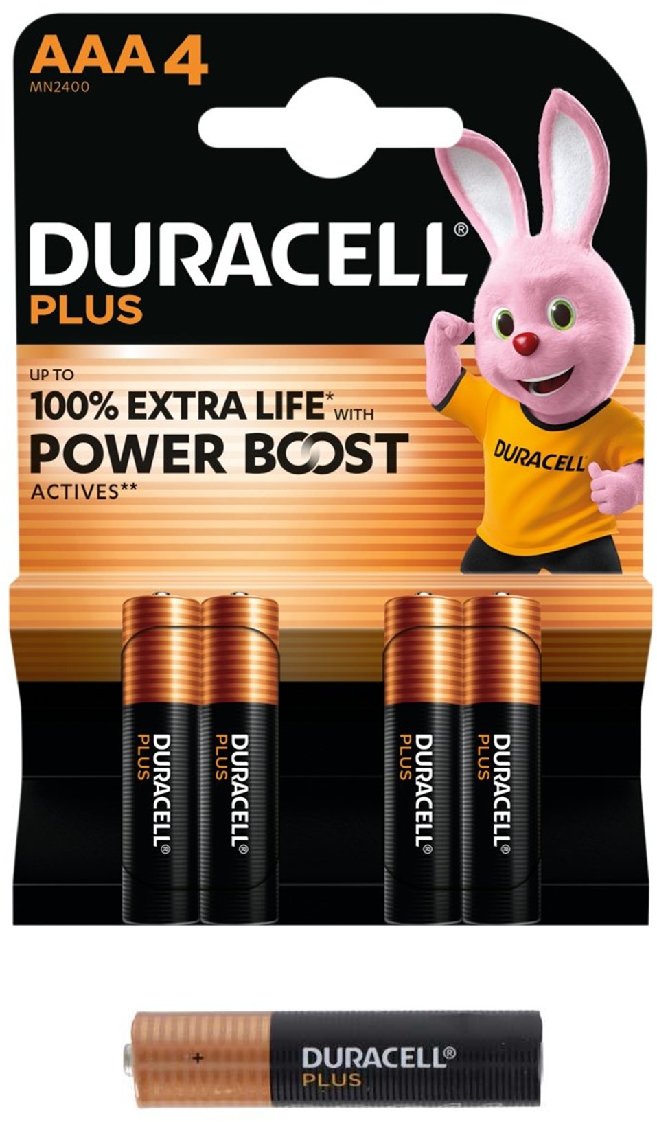 Duracell Batterij Plus Power Boost 4xAAA Alkaline 100% LR03, foto 2 van 2