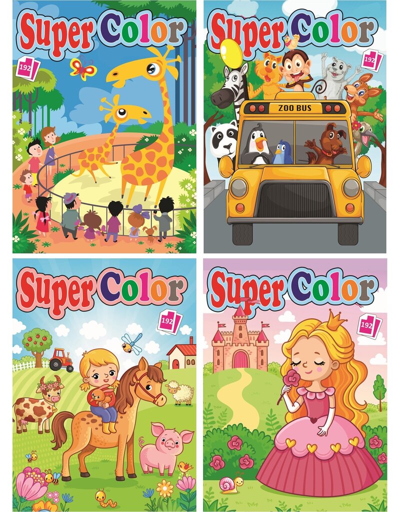 Kleurboek 192 pagina 29x21cm. 4 assorti wit papier