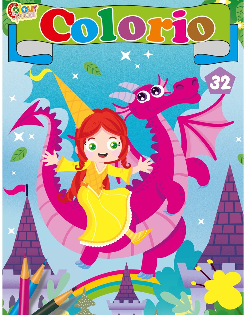 Kleurboek 32 pagina 29x21cm. 4 ass. met holografische cover