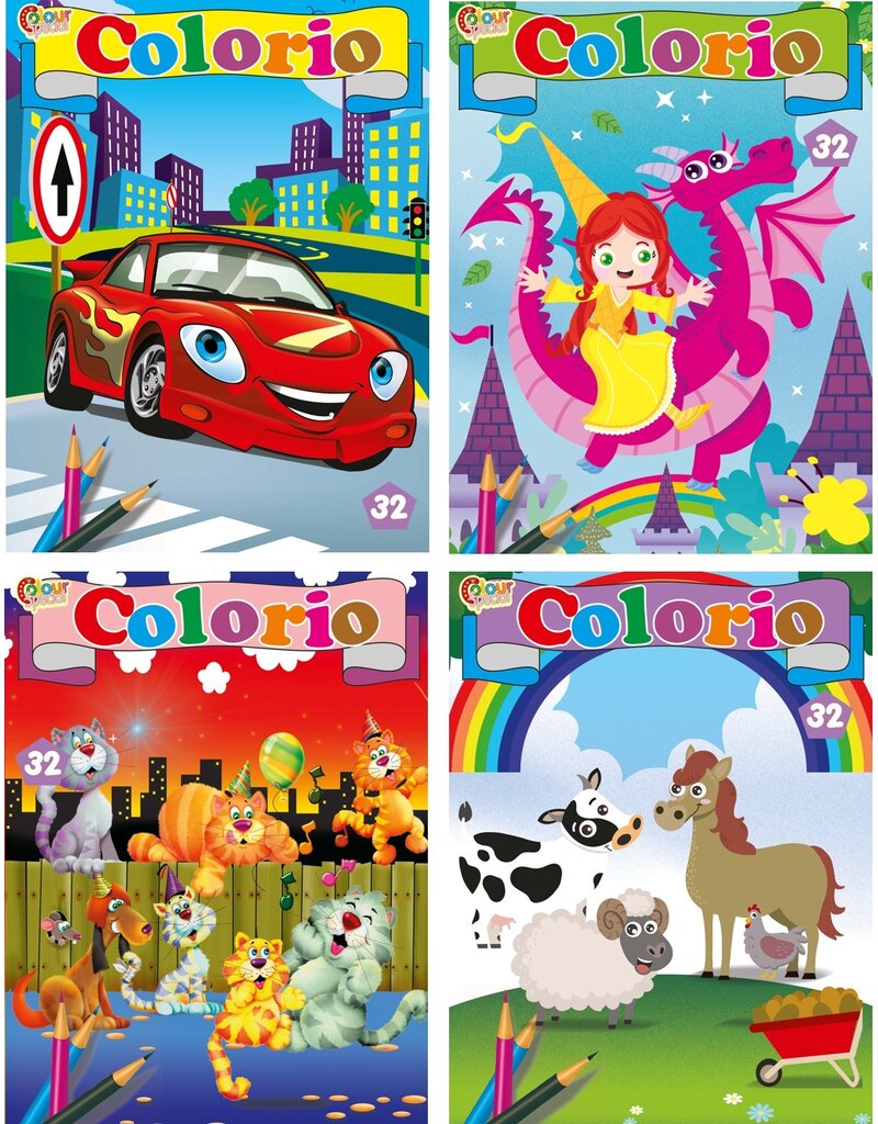 Kleurboek 32 pagina 29x21cm. 4 ass. met holografische cover