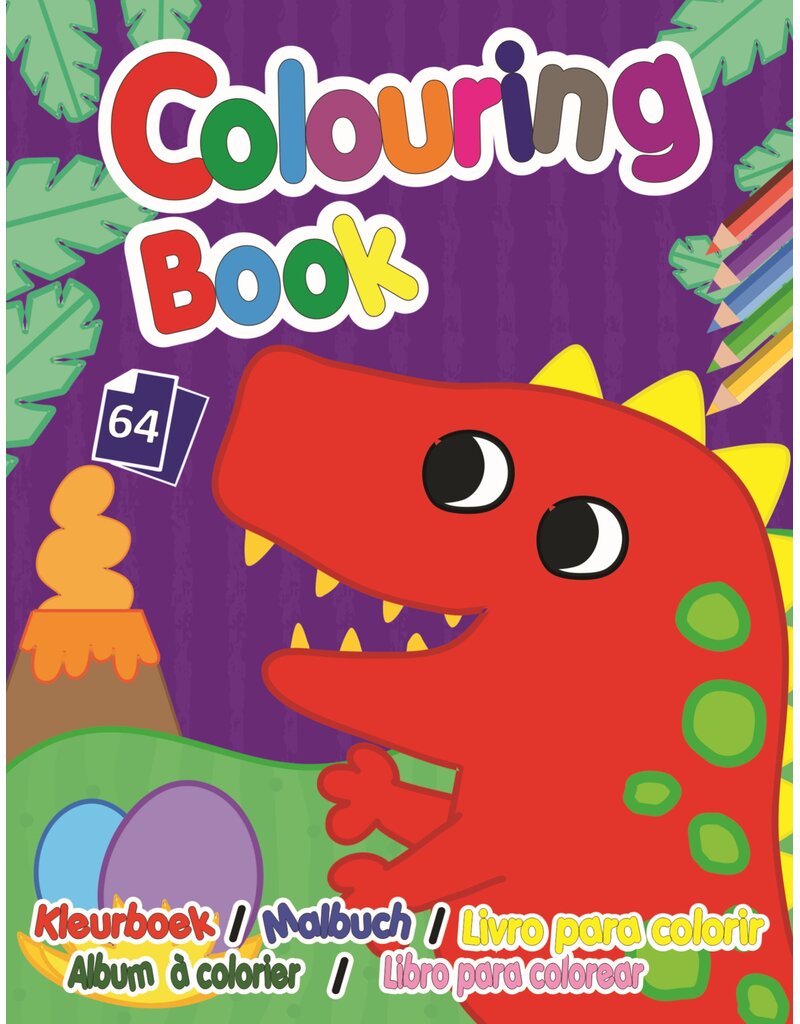 Kleurboek 19x14,5cm. 64 pagina's 4 ass. print wit papier
