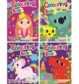 Kleurboek 19x14,5cm. 64 pagina's 4 ass. print wit papier