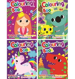 Kleurboek 19x14,5cm. 64 pagina's 4 ass. print wit papier