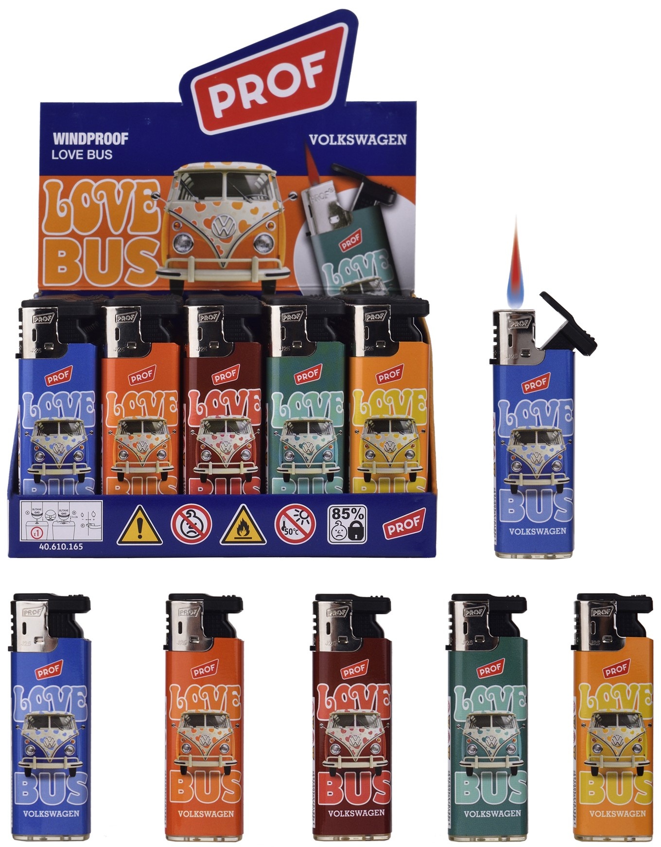 Prof Aansteker VW Bus Love 5 assorti design Windproof