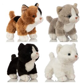 Pluche Kat staand 14cm 4 assorti kleur