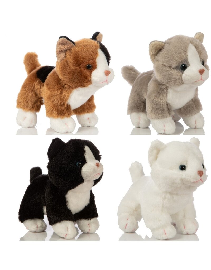 Pluche Kat staand 14cm 4 assorti kleur