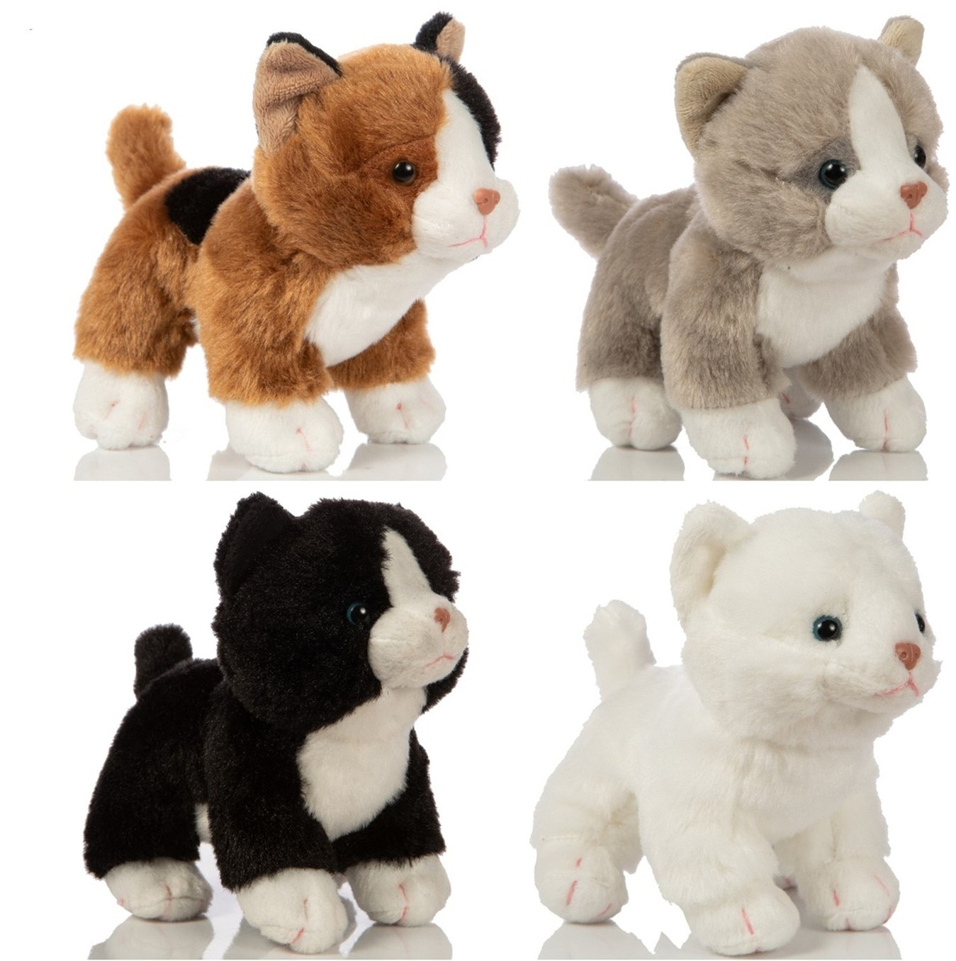 Pluche Kat staand 14cm 4 assorti kleur