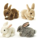 Pluche Konijn Liggend 18cm. 4 assorti kleur