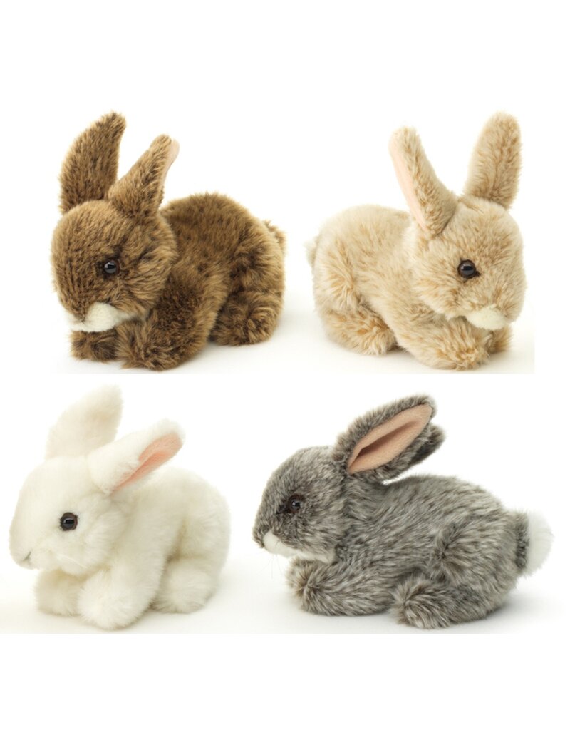 Pluche Konijn Liggend 18cm. 4 assorti kleur