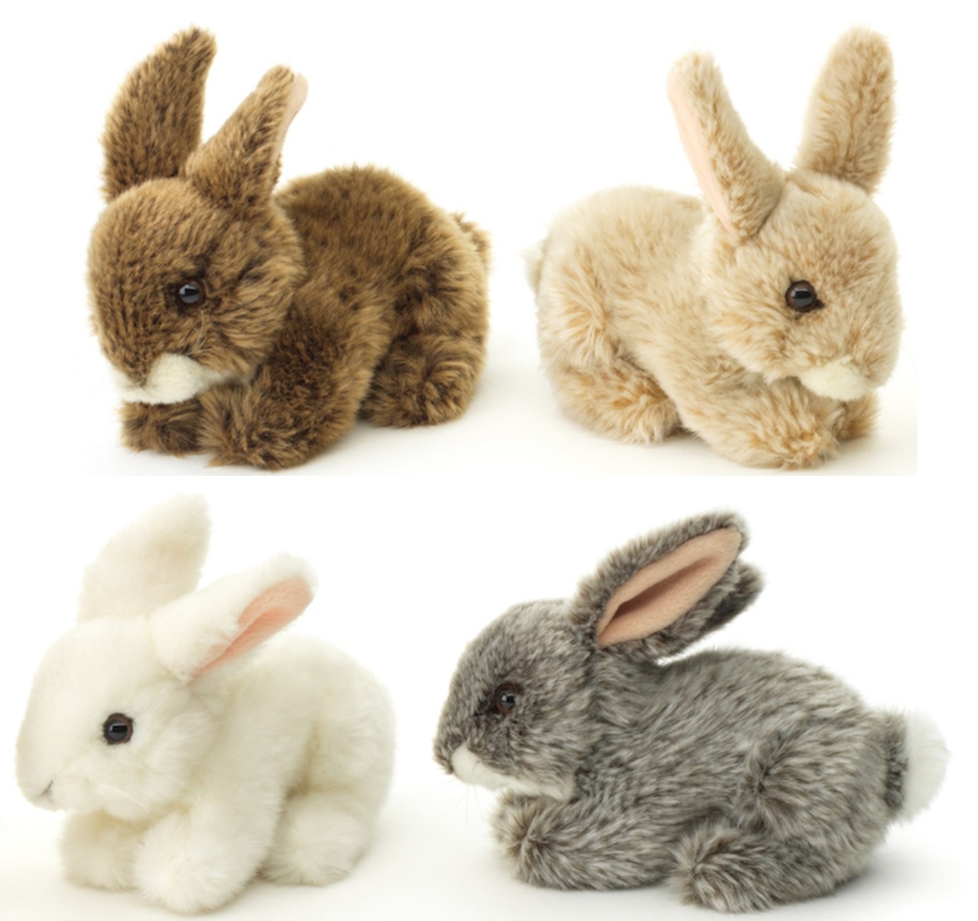 Pluche Konijn Liggend 18cm. 4 assorti kleur
